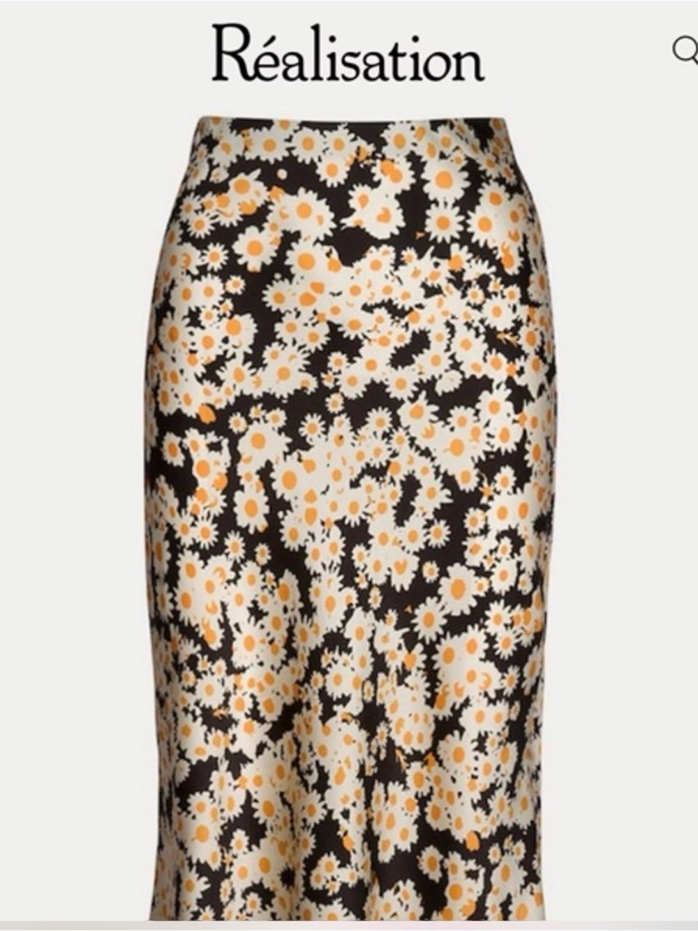 Realisation Par Black, Cream & Yellow Daisy Slip Maxi Skirt